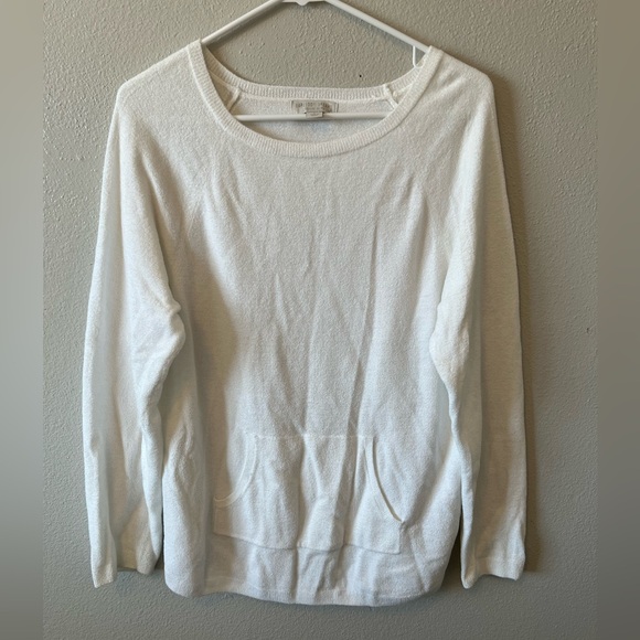 Barefoot Dreams CozyChic Ultra Lite Raglan Pullover Bright White Ultra Soft Cozy - Picture 2 of 6